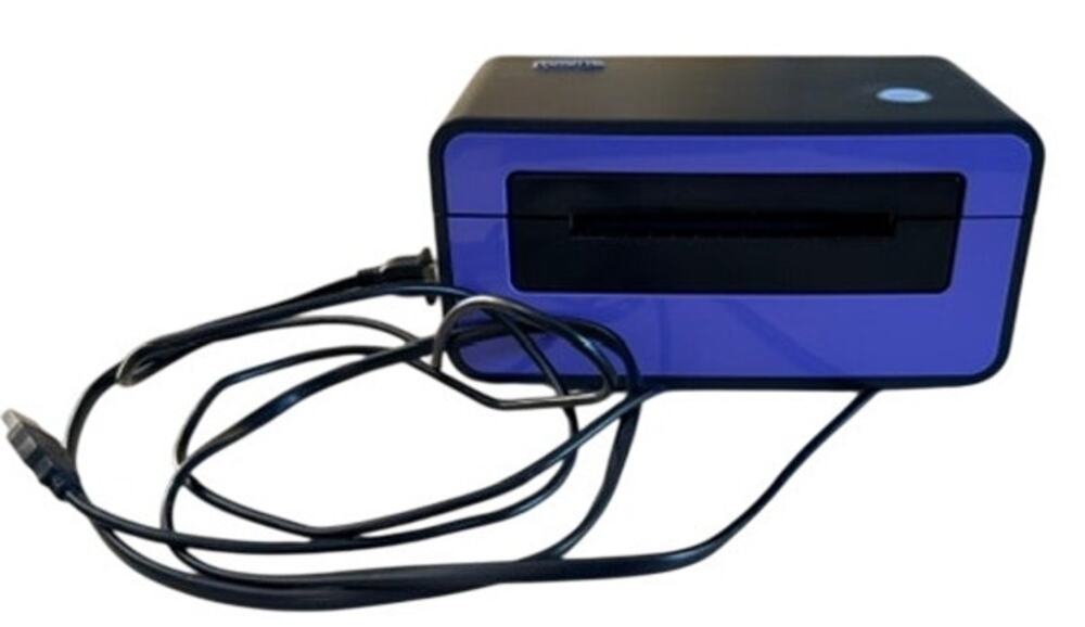POLONO PL60 Thermal Shipping Label Printer USB Black Purple Powers On